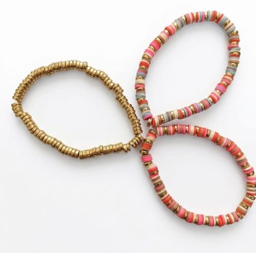 Multi Colored Metallic Bead Stretch Bracelet