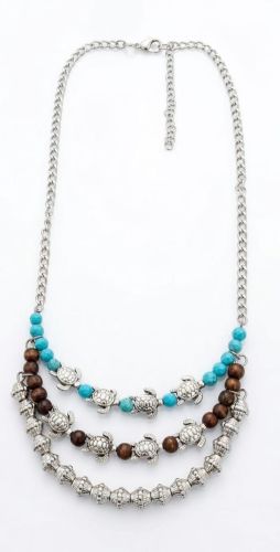 Multi Layered Turtle Charm Necklace