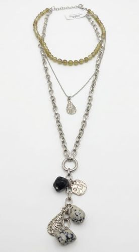 Silver Colored Layered Charm Necklace
