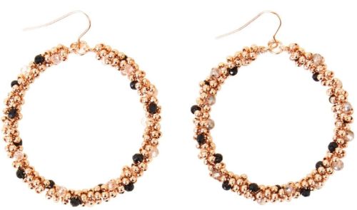 Womens Gold Chunky Bead Hoop Earrings