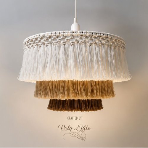 Handcrafted Triple Layer Macrame Pendant Lamp