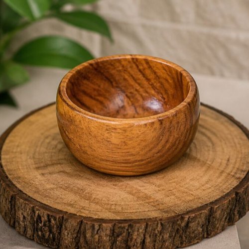 Rustic Glow Handcrafted Wooden Bowl