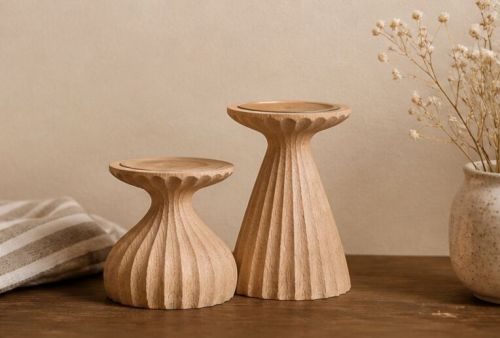 The Nordic Carved Wooden Candle Holder