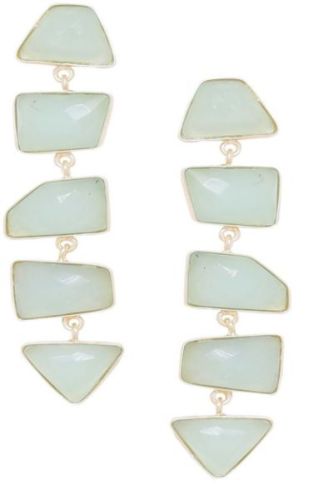 18k Gold Brass Hand Cut Natural Stone Dangle Earrings