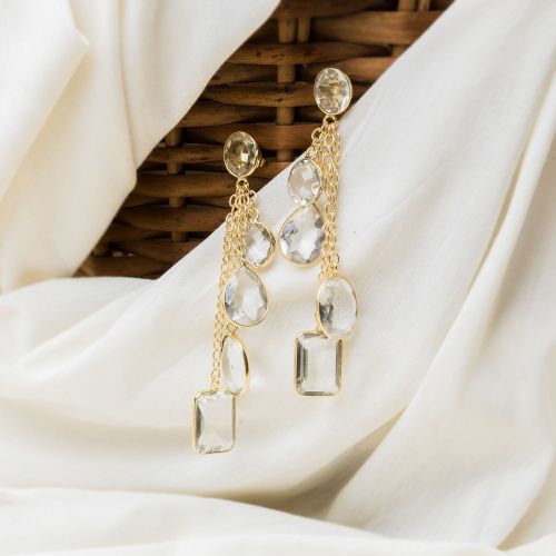 Clear Quartz Tiered Drop Earrings