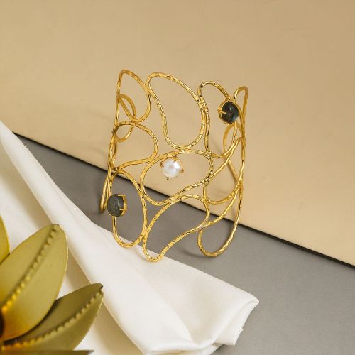 Freshwater Pearl Gold Cuff Bracelet