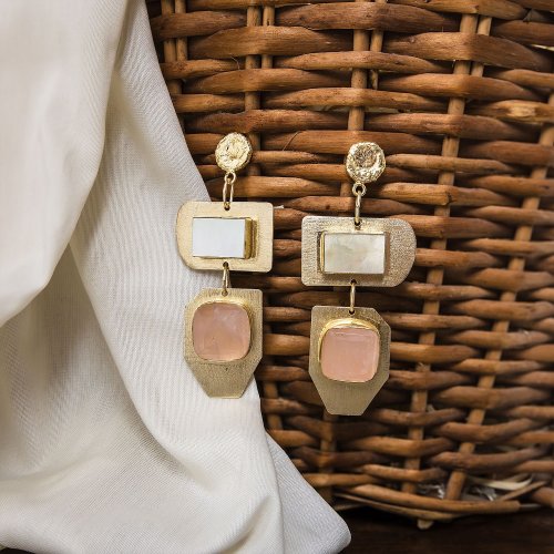 Geometric Handmade Brass Drop Earrings