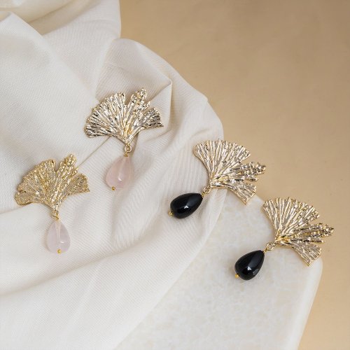 Gold Plated Brass Leaf Earrings