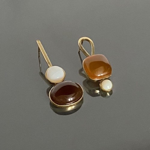 Natural Asymmetric Citrine Raw Stone Drop Earrings