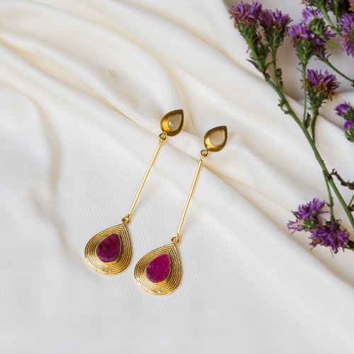 Red Gemstone Garnet Drop Earrings