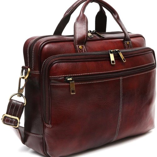 Genuine Brown Leather Laptop Bag