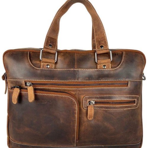 Zipper Leather Laptop Carry Bag
