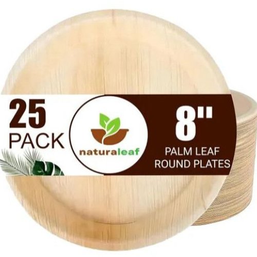 8 Inch Plain Round Areca Leaf Plates