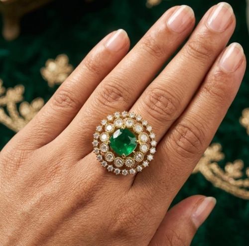 American Diamond Halo Statement Ring