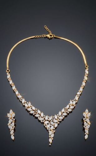 Cubic Link American Diamond Necklace Set