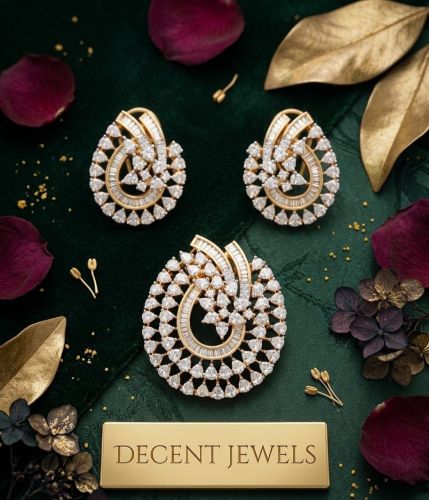 Embellished American Diamond Pendant Set