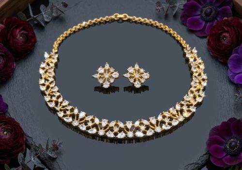 Gold Plated American Diamond Necklace Set