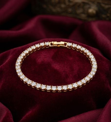 Gold Plated Brass American Diamond Tennis Bracelet
