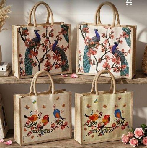 Printed Canvas Shopping Tote Bag