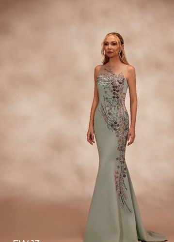 Green Mermaid Hand-Worked Dress / Gown
