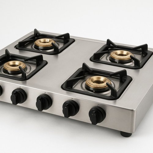 Forged Four Brass Burner Gas Stove⁬ With Heavy Cast Iron Support