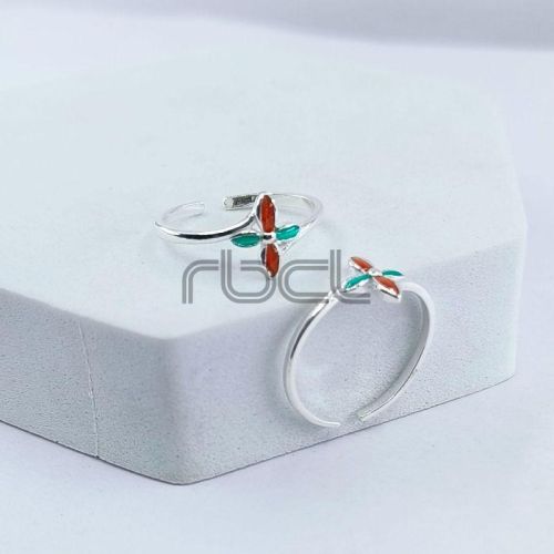 Enamel Lily Flower Toe Ring