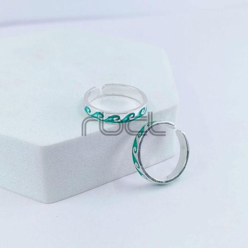 Enamel Green Peacock Toe Ring
