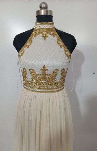 Cream Embellished Maxi Gown