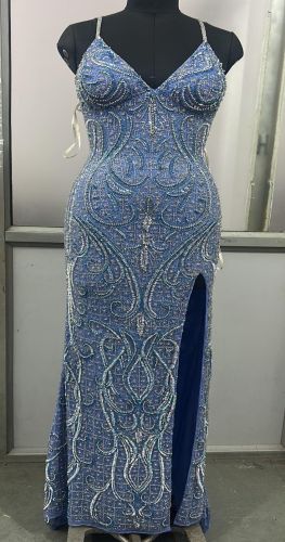 Royal Blue Strap Sequin Prom Dress