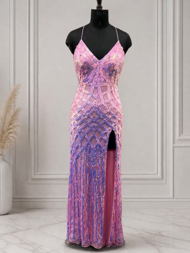 Strap Sequin Prom Dress