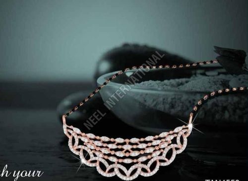 Bridal Diamond Pendant with Black Beeds Chain