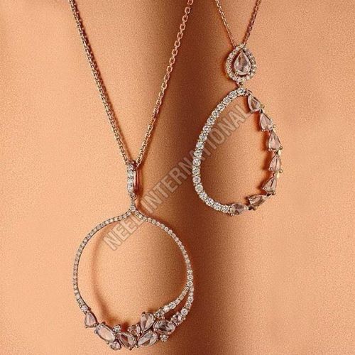 Designer Diamond Pendant Earring Set