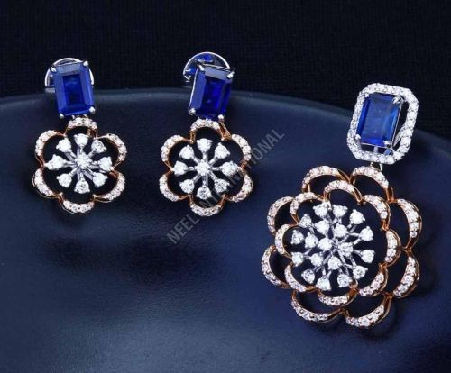 Diamond Stud Earring with Pendent