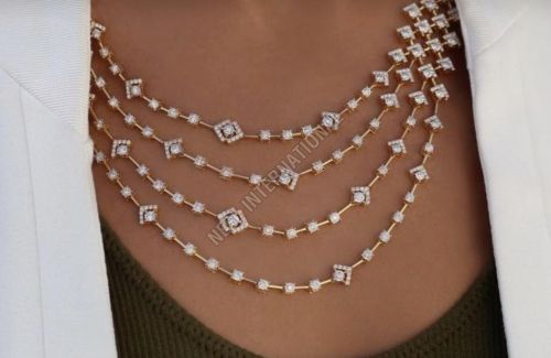 Modern Gold Diamond Necklace