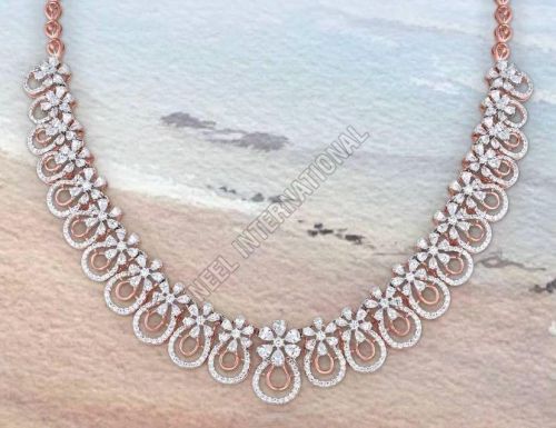 Solitaire Rose Diamond Gold Necklace
