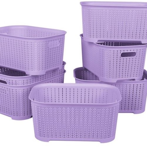 Lavender Knit Weave Storage Basket