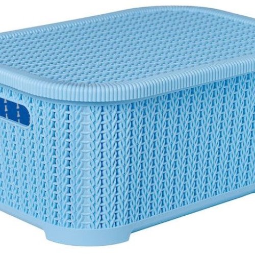 Sky Blue Woven Storage Chest