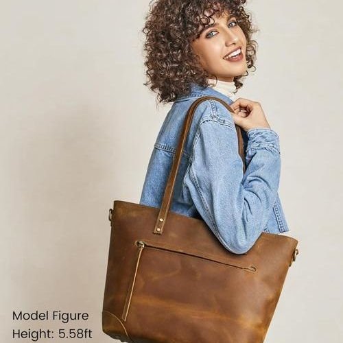 Women&Rsquo;S Premium Vintage Crazy Horse Leather Tote Bag