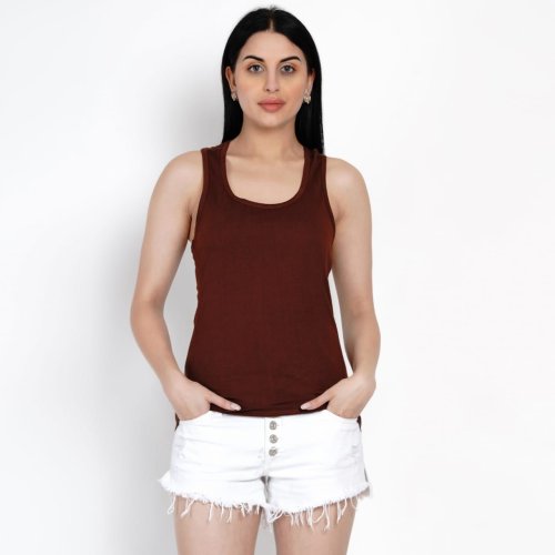 Ladies Maroon Cotton Tank Top