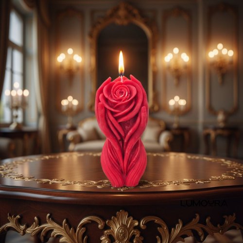 Rose Flower in Hand Shape Candle