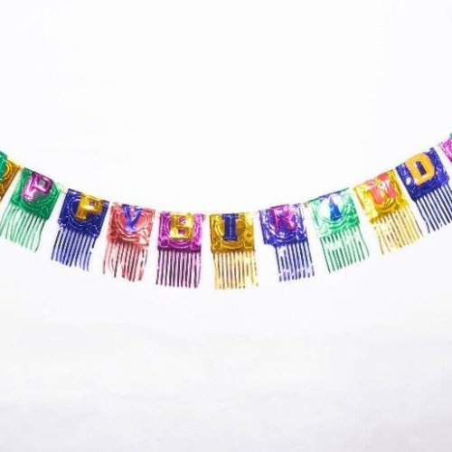 Multi Color Happy Birthday Tinsel Film Banner