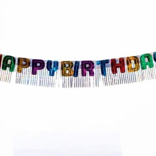 Colorful Happy Birthday Tinsel Film Banner