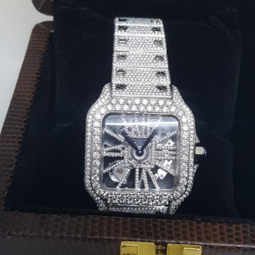 Cartier Santos Skeleton Diamond Automatic Watch