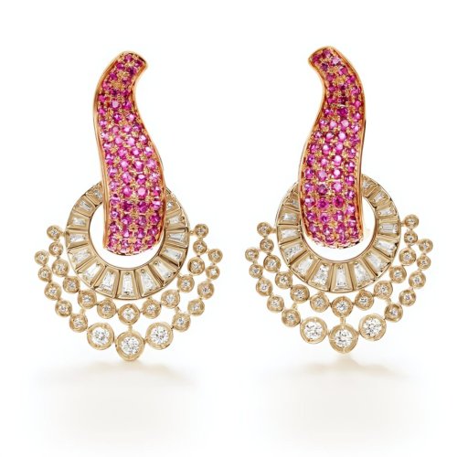 Fuchsia Halo Moissanite Designer Earrings