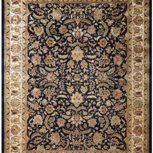 Hand Knotted Classic Floral Black Heritage Wool Rug