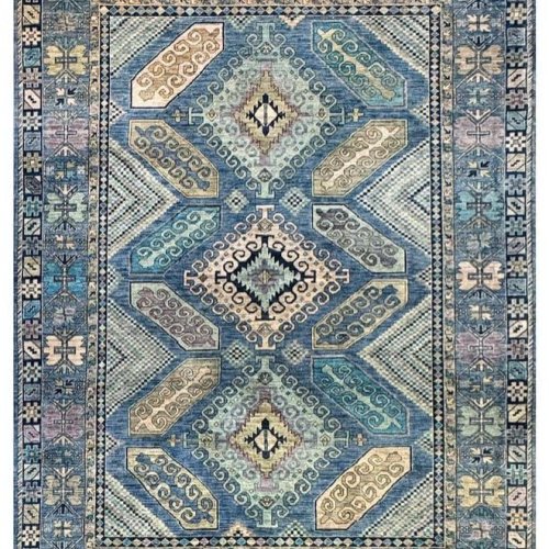 Hand Knotted Geometric Fusion Wool Rug