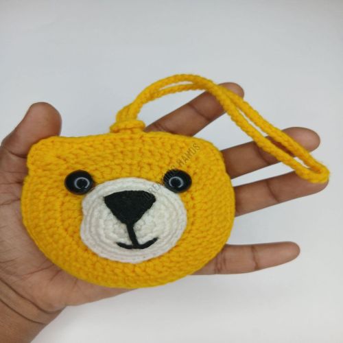 Handmade Bear Face Crochet Pouch