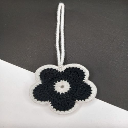 Handmade Black White Flower Crochet Pouch