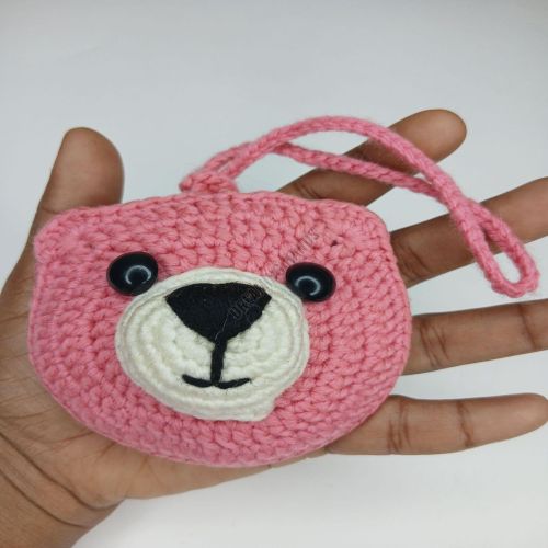 Handmade Pink Teddy Crochet Pouch