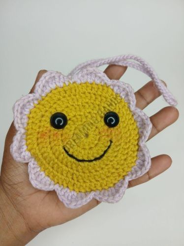 Handmade Sun Pattern Crochet Pouch